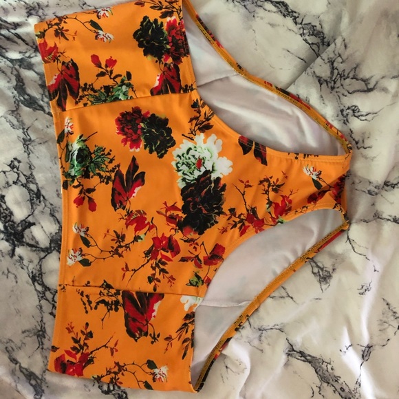 Gold floral high rise swim bottoms - Picture 2 of 5